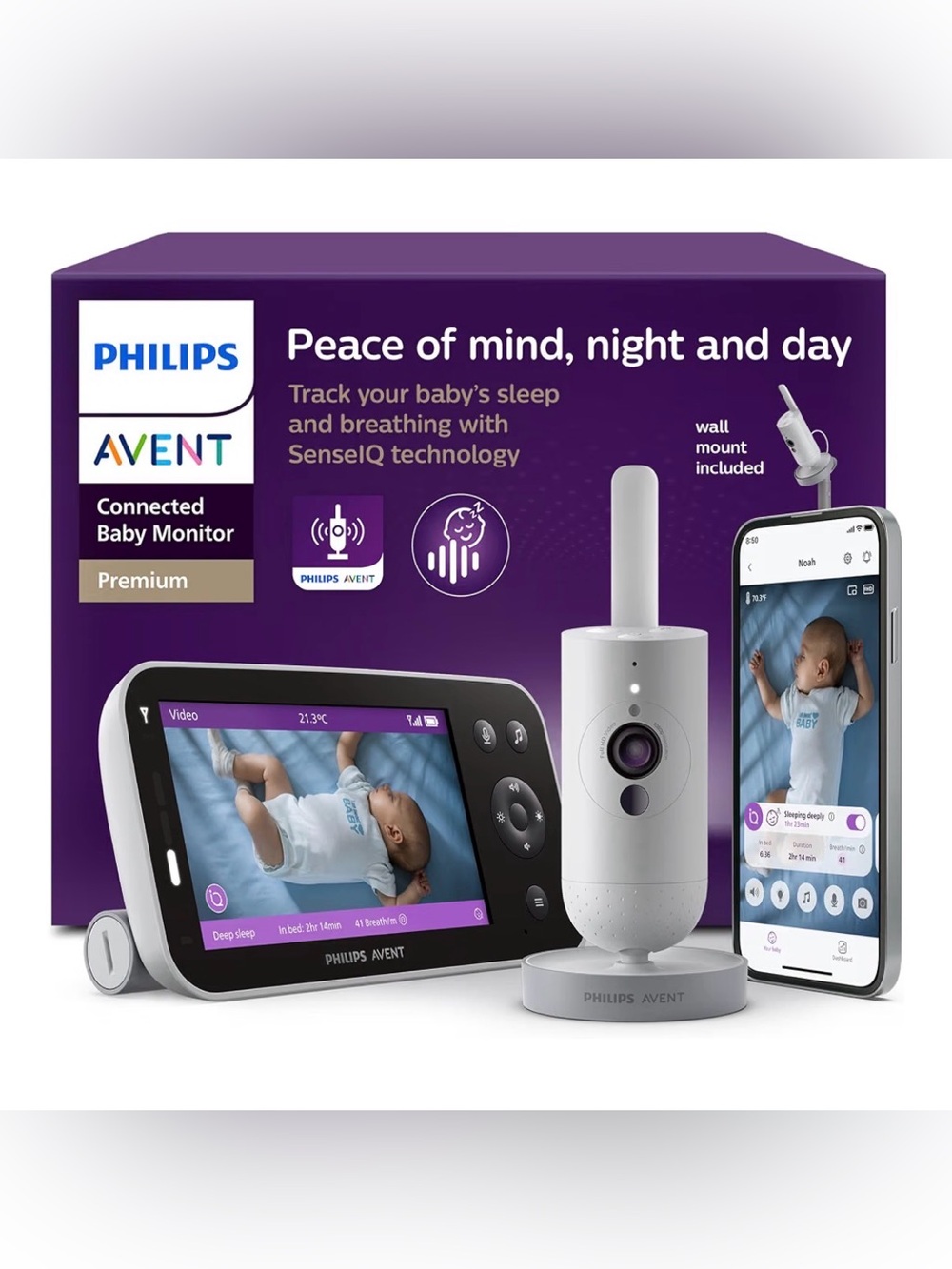 Philips Avent Premium Connected Baby Monitor, 1080p Camera, 5" HD Screen